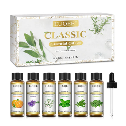EUQEE 6 Bottles Floral Series Essential Oils Set For Diffuser Candle Making-Rose Lavender Ylang Ylang Jasmine Geranium Chamomile
