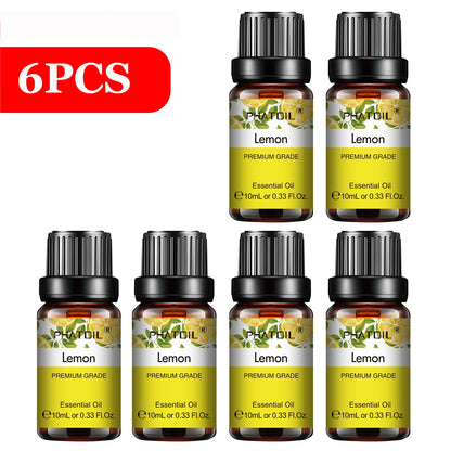 PHATOIL 6pcs Essential Oil Set 10ml Pure Natural Lavender Eucalyptus Peppermint Tea Tree Orange Lemongrass for Diffuser Candles