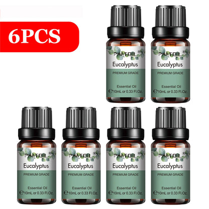 PHATOIL 6pcs Essential Oil Set 10ml Pure Natural Lavender Eucalyptus Peppermint Tea Tree Orange Lemongrass for Diffuser Candles