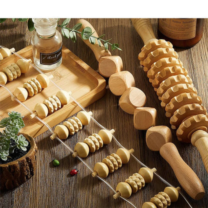 1pcs  Wooden Therapy Massage Tool Back Massager Roller Rope for Body Shaping Pain Relief Wooden Treatment
