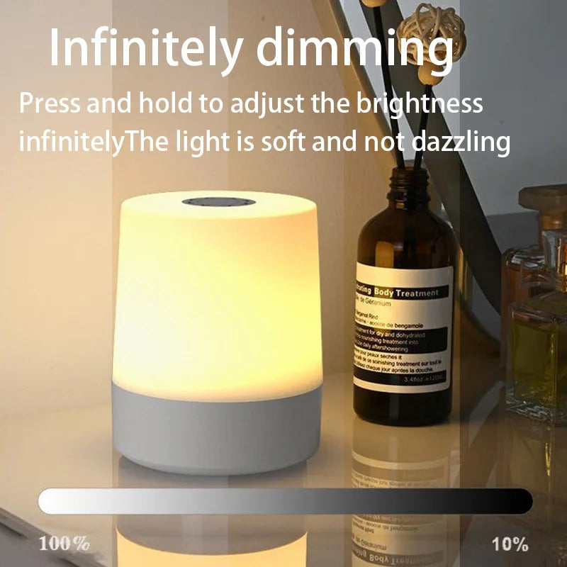 Touch Night Lamp USB LED Lamp Touch Control Switch Rechargeable Three Colors Lights Bedroom Portable Table Bedside Night Lamp