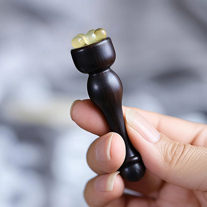 Gua Sha Face Skin Care Massager Reduce Puffiness Sandalwood Eye Massage Stick Five Beads Lotus Seedpod Face Massage Tools