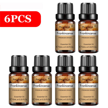 PHATOIL 6pcs Essential Oil Set 10ml Pure Natural Lavender Eucalyptus Peppermint Tea Tree Orange Lemongrass for Diffuser Candles