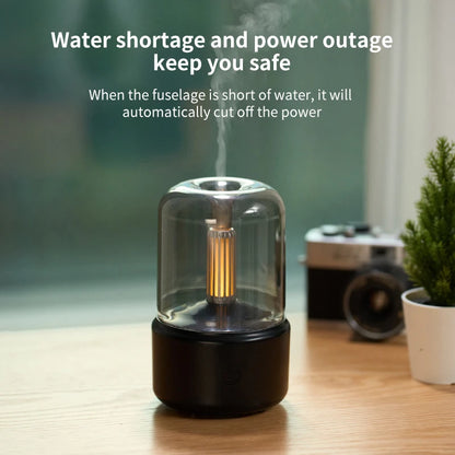 Candlelight Mini Aroma Diffuser USB Air Humidifier Essential Oil Night Light Cold Mist Maker Sprayer for Home Gift