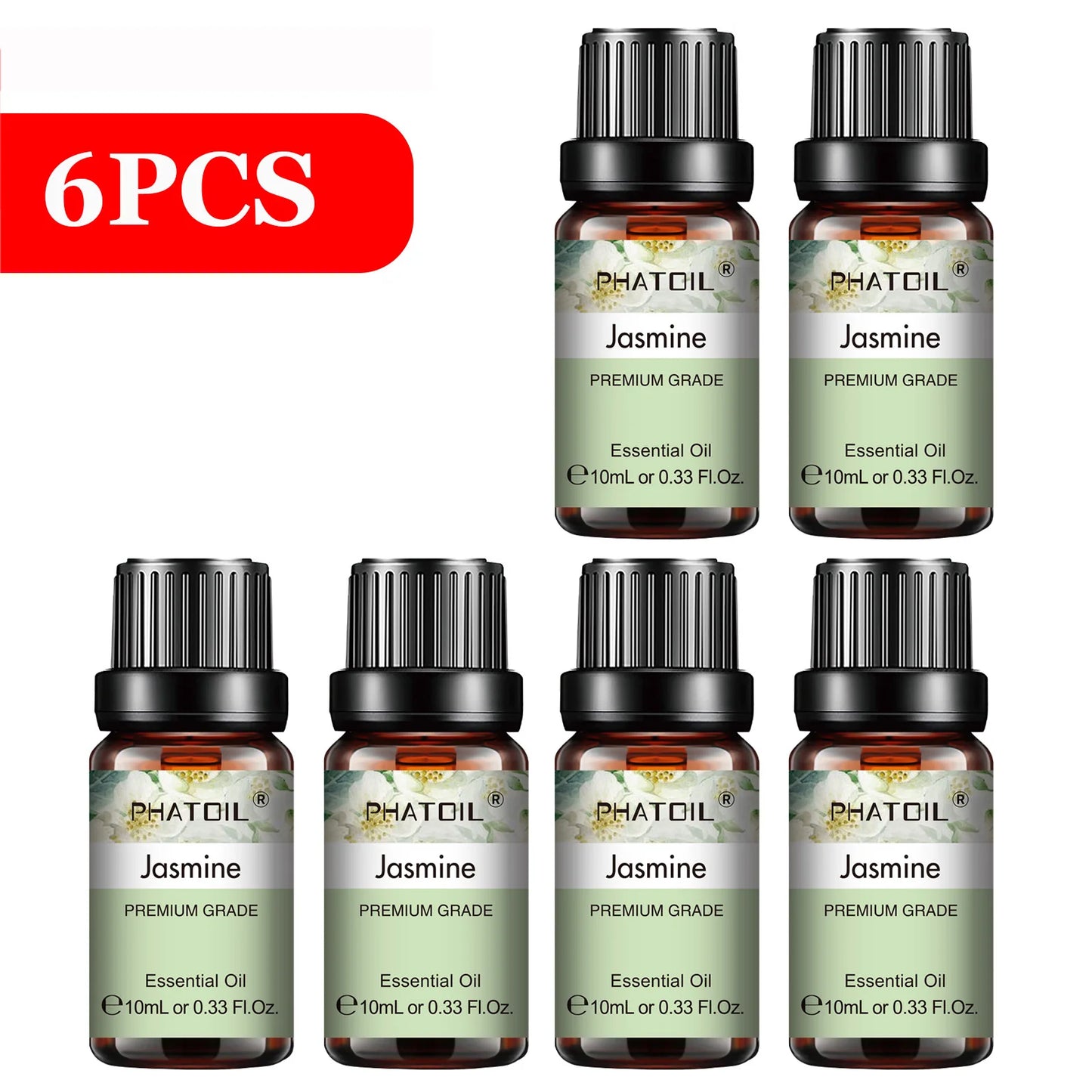 PHATOIL 6pcs Essential Oil Set 10ml Pure Natural Lavender Eucalyptus Peppermint Tea Tree Orange Lemongrass for Diffuser Candles