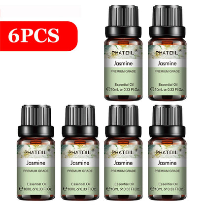 PHATOIL 6pcs Essential Oil Set 10ml Pure Natural Lavender Eucalyptus Peppermint Tea Tree Orange Lemongrass for Diffuser Candles
