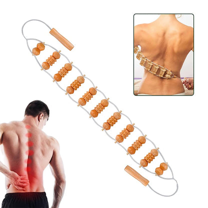 1pcs  Wooden Therapy Massage Tool Back Massager Roller Rope for Body Shaping Pain Relief Wooden Treatment