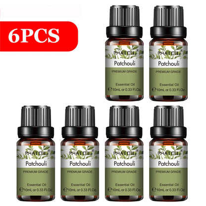PHATOIL 6pcs Essential Oil Set 10ml Pure Natural Lavender Eucalyptus Peppermint Tea Tree Orange Lemongrass for Diffuser Candles