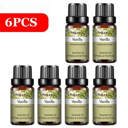 PHATOIL 6pcs Essential Oil Set 10ml Pure Natural Lavender Eucalyptus Peppermint Tea Tree Orange Lemongrass for Diffuser Candles