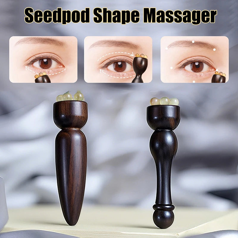 Gua Sha Face Skin Care Massager Reduce Puffiness Sandalwood Eye Massage Stick Five Beads Lotus Seedpod Face Massage Tools