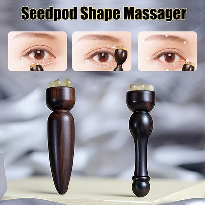 Gua Sha Face Skin Care Massager Reduce Puffiness Sandalwood Eye Massage Stick Five Beads Lotus Seedpod Face Massage Tools