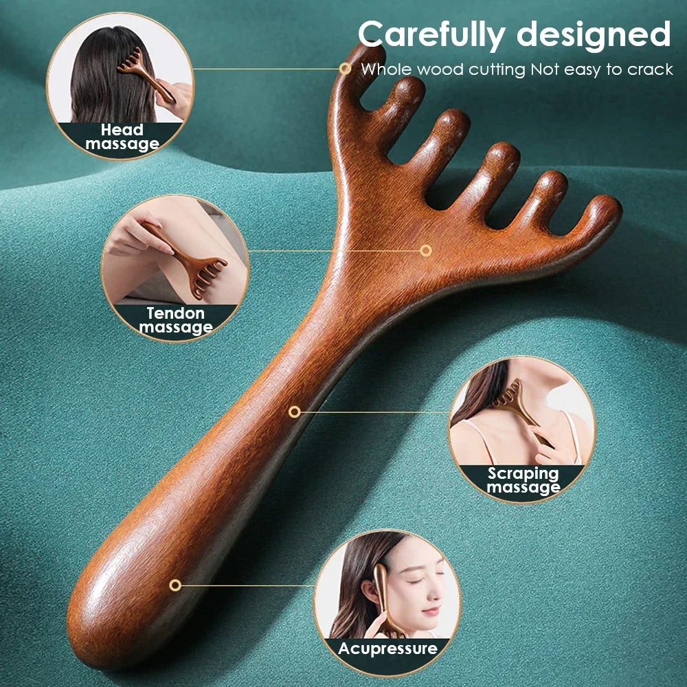 Natural Fragrance Massage Comb Six Claw Head Acupoint Massage Scraping Tool Neck Lifting Scraping Face Massager