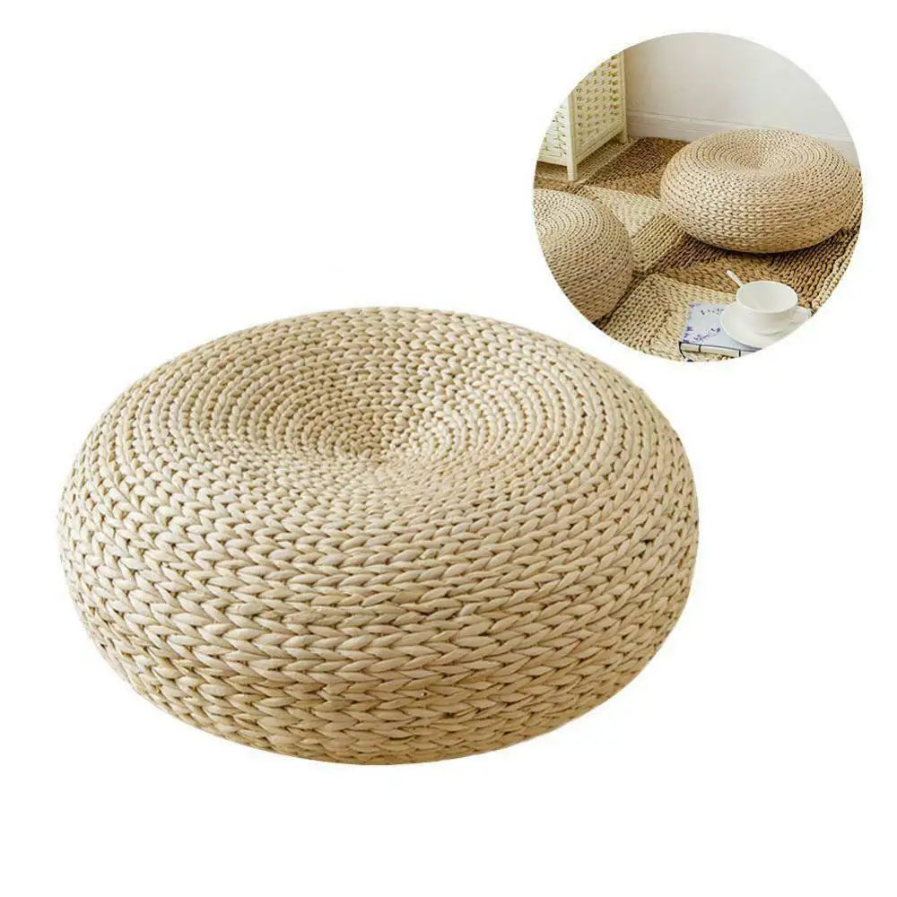 Tatami Cushion Meditation Cushion Round Straw Pouf Hand Woven Mat Chair Floor Cushion For Meditation Yoga Pad Seat Floor Pillow