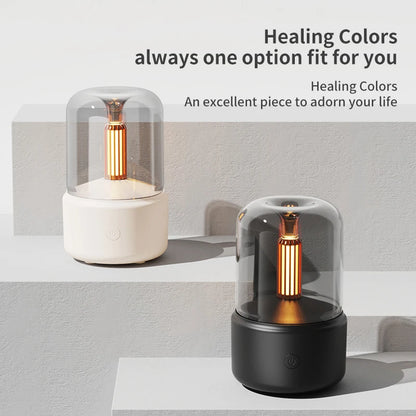 Candlelight Mini Aroma Diffuser USB Air Humidifier Essential Oil Night Light Cold Mist Maker Sprayer for Home Gift